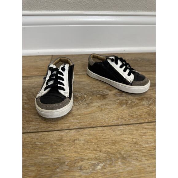 Old Soles Toddler Boys Leather Black White Zipper Stretch Lace Sneaker Sz 8 US - Picture 2 of 10